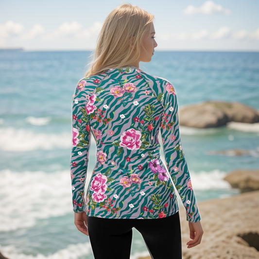 Orchid Floral Pattern Rash Guard
