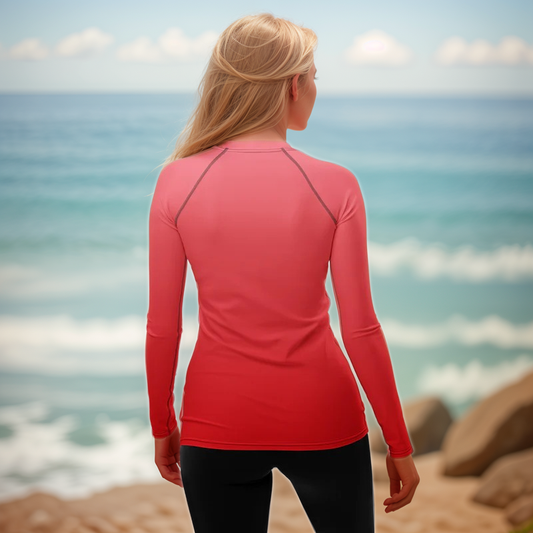 Red In Gradient Colored Rash Guard