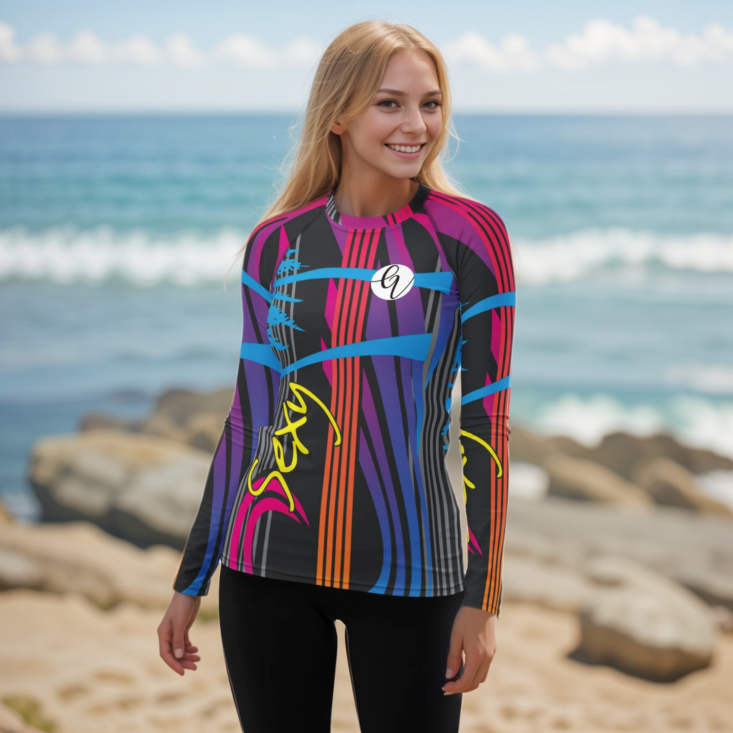Multi Colour Lined Rash Guard