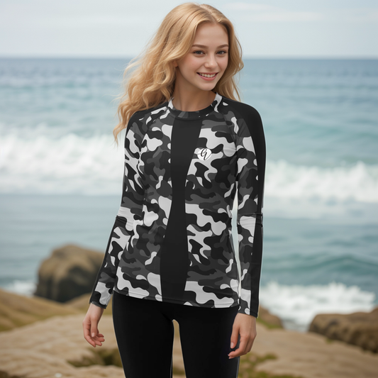 Grey Black Army Rash Guard