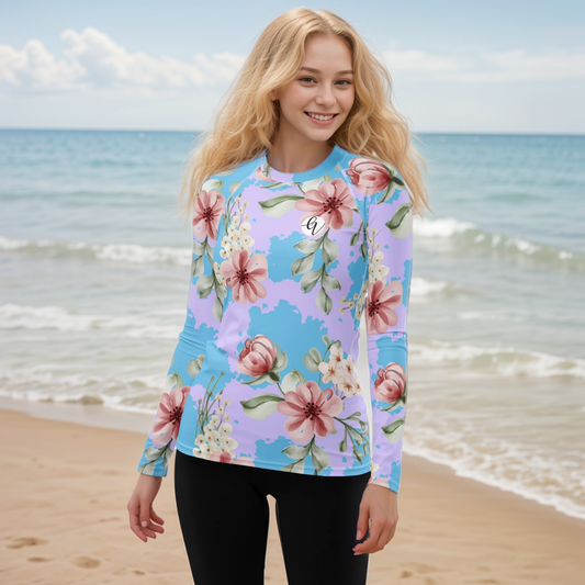 Leaves And Floral Blossom Rash Guard