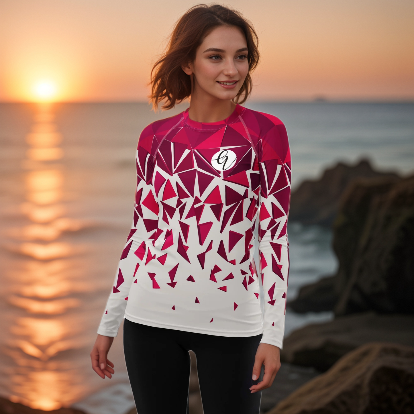 Red Ruby Mosaic Rash Guard