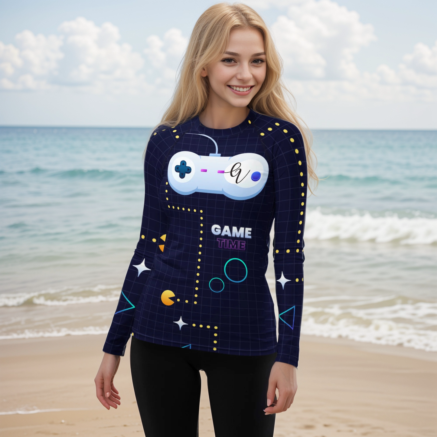Game Patterned Rash Guard