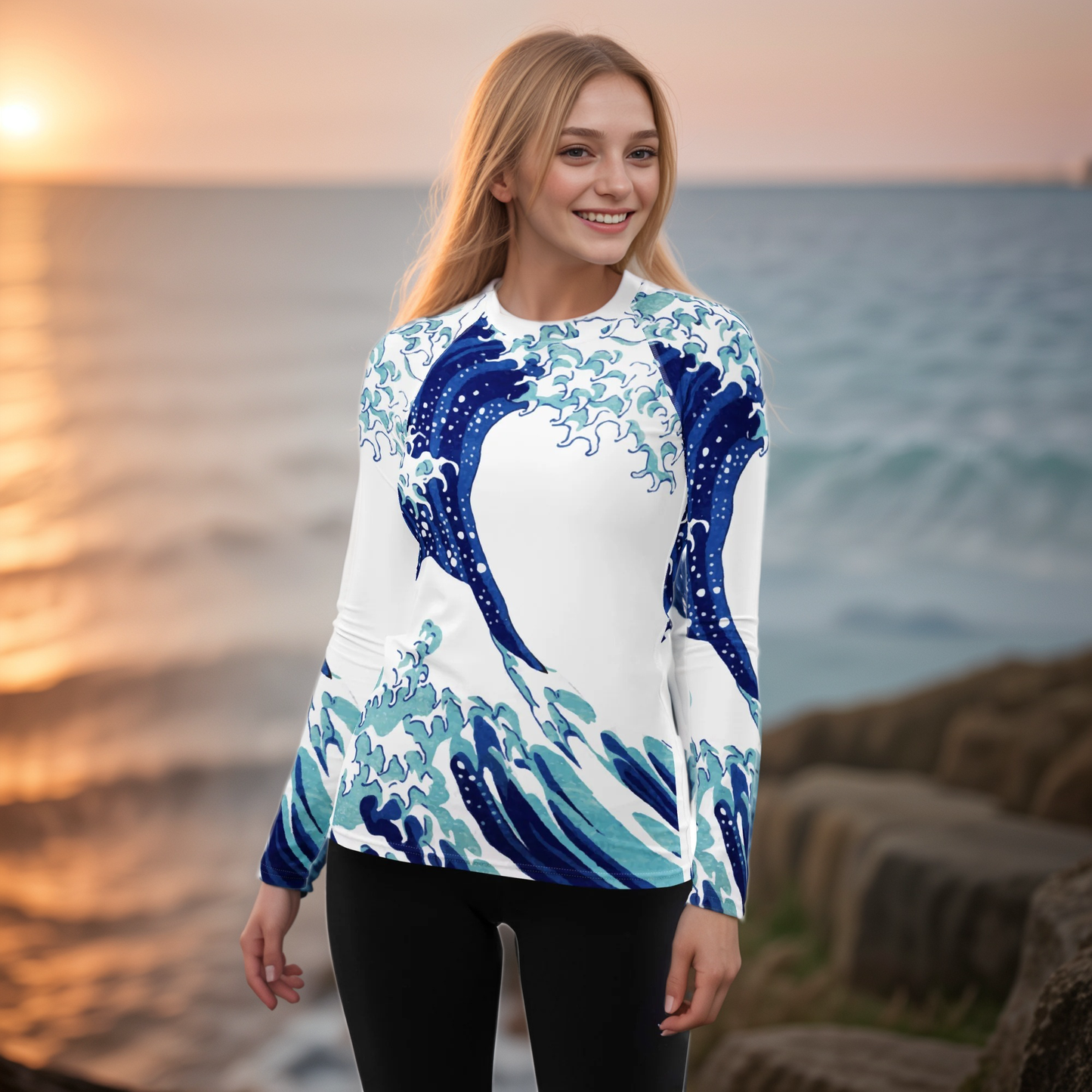 Wave Patterned Rash Guard