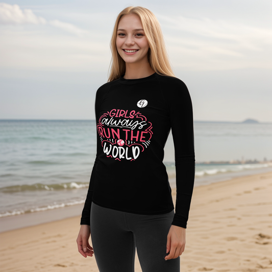 Girls Runs in the world Rash Guard