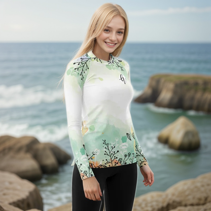 Floral Gray Rash Guard