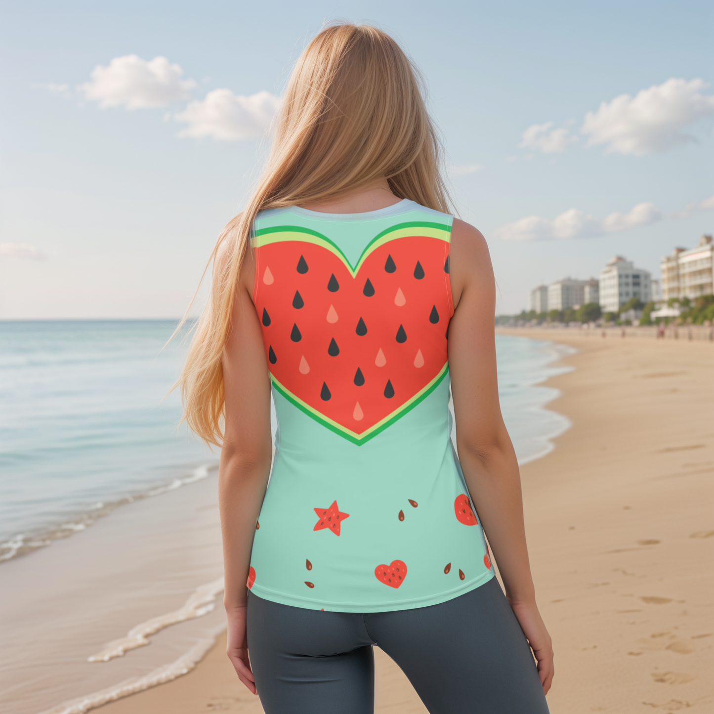 Watermelon heart Cut & Sew Tank Top