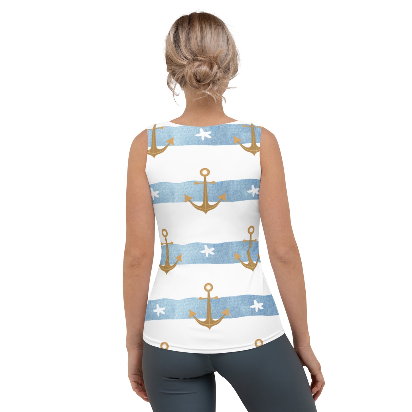 Anchor stripes Cut & Sew Tank Top