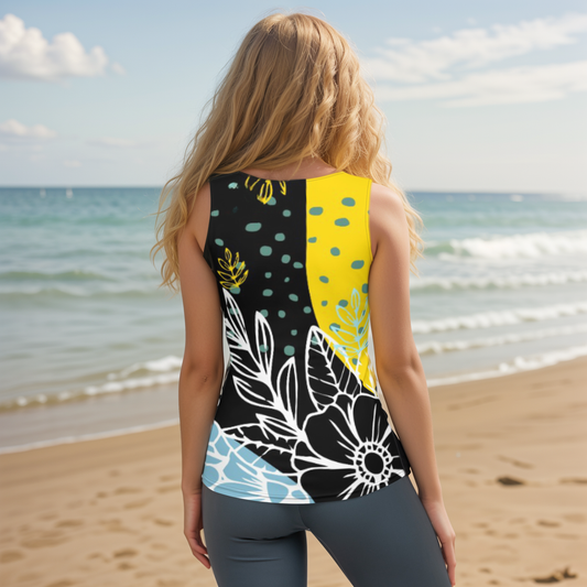 Yellow summers Cut & Sew Tank Top