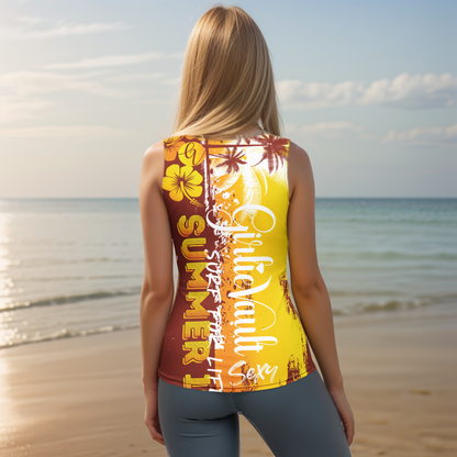 Brown Yellow Summers Cut & Sew Tank Top