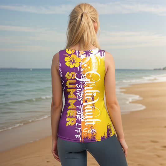 Purple Yellow Summers Cut & Sew Tank Top