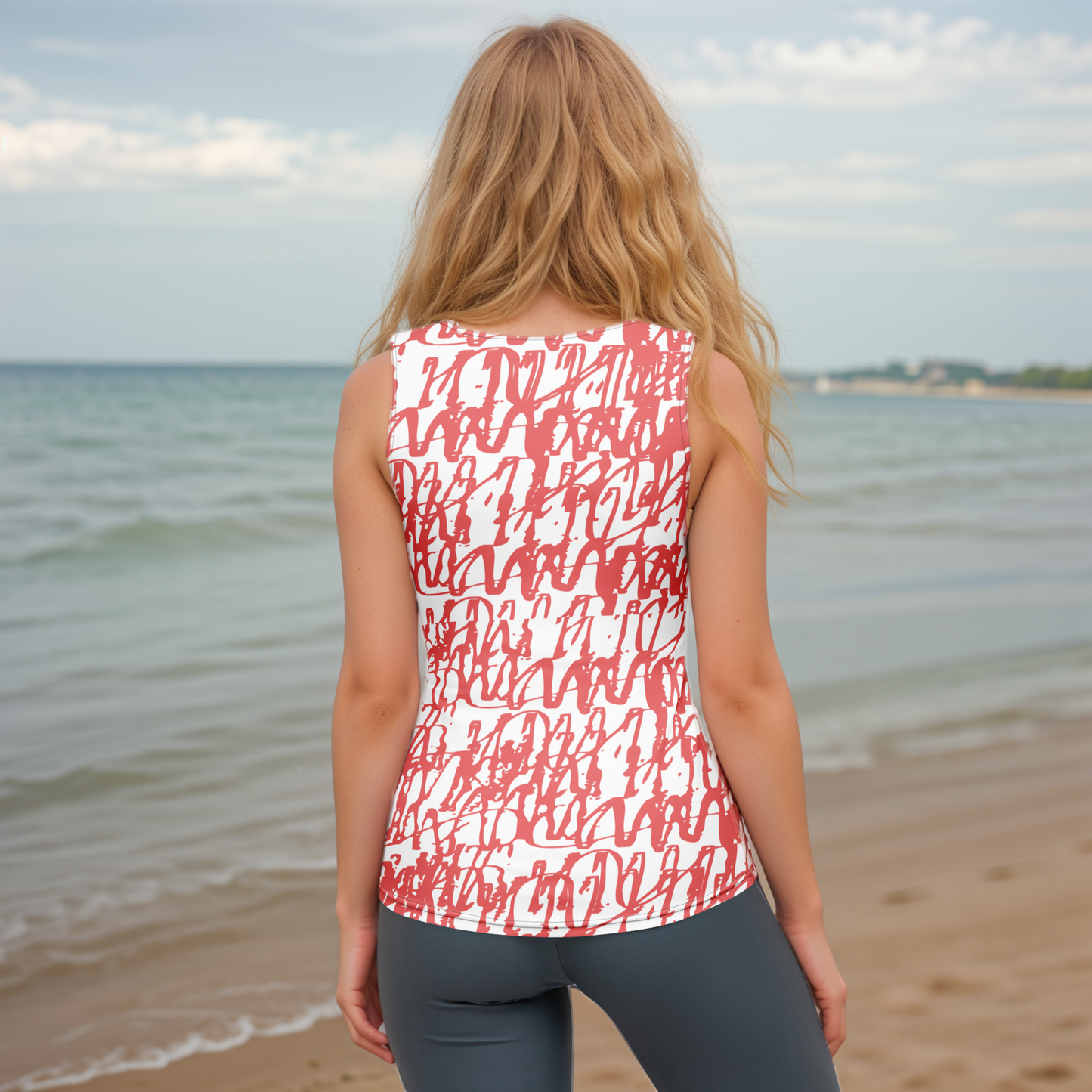 Red White Vintage Cut & Sew Tank Top