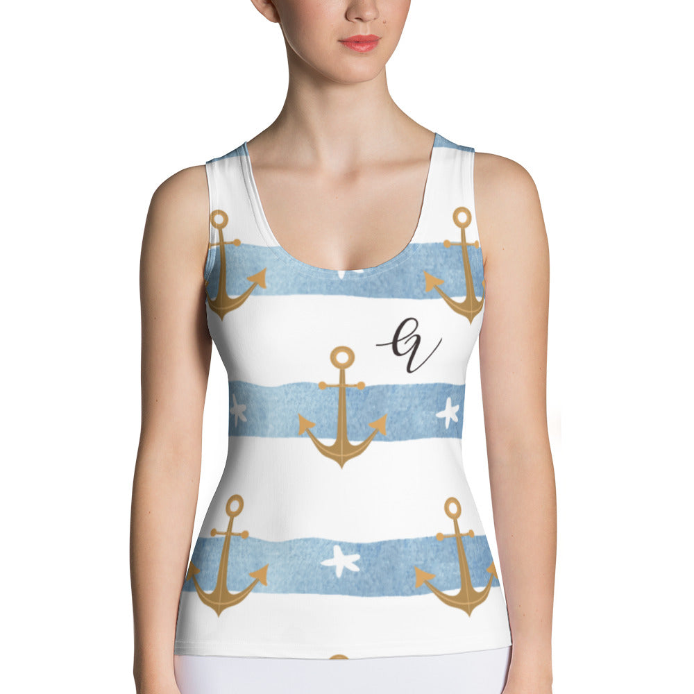 Anchor stripes Cut & Sew Tank Top