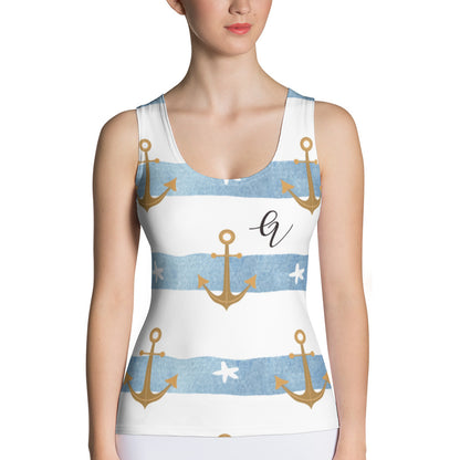 Anchor stripes Cut & Sew Tank Top