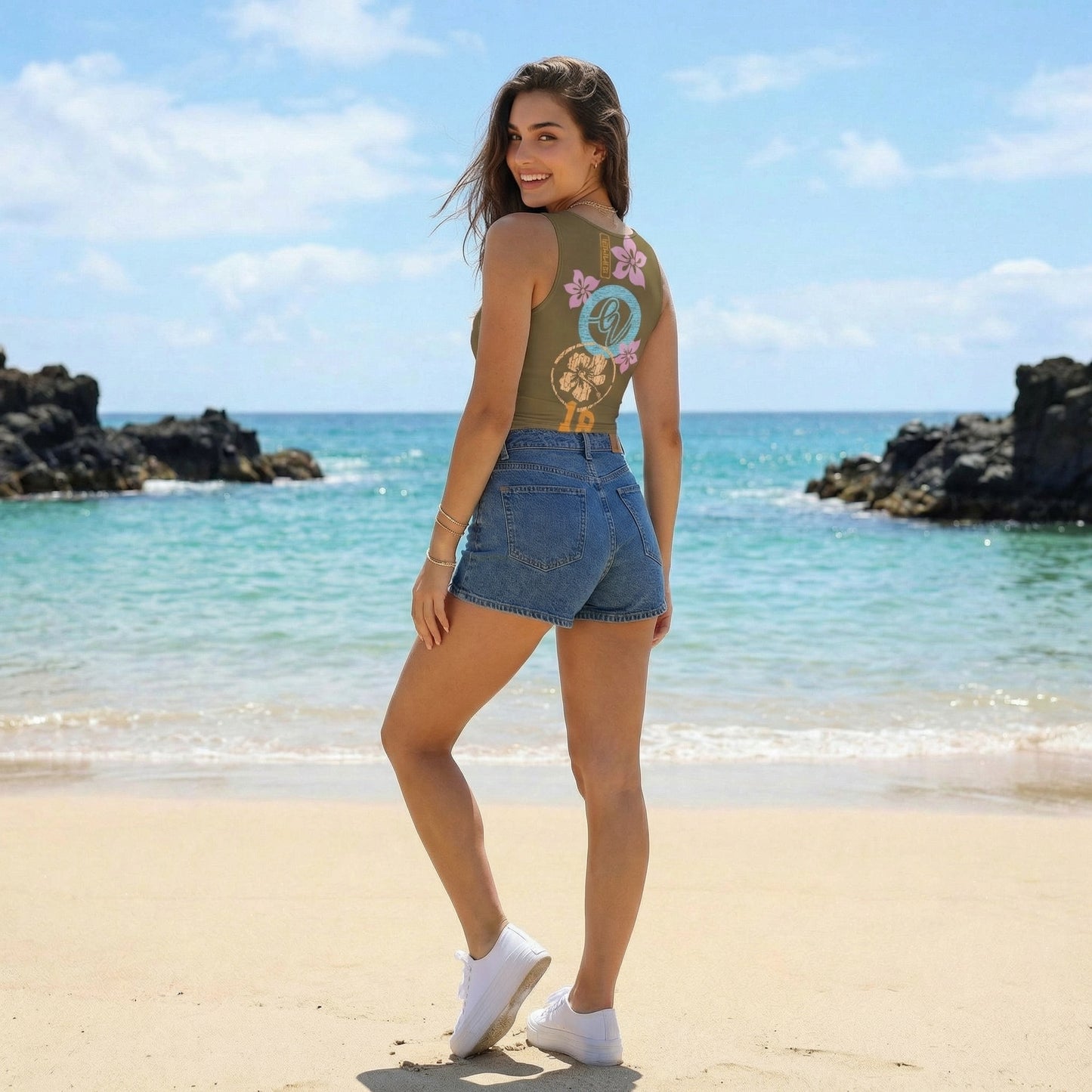 Brown Flowers Crop Top