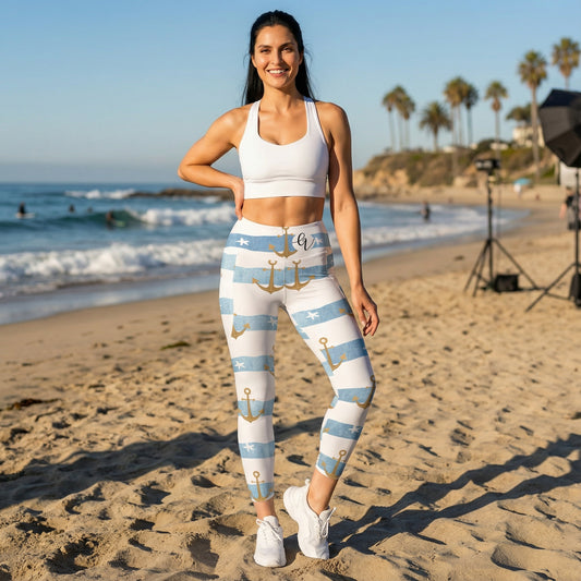 Anchor stripes Leggings with pockets