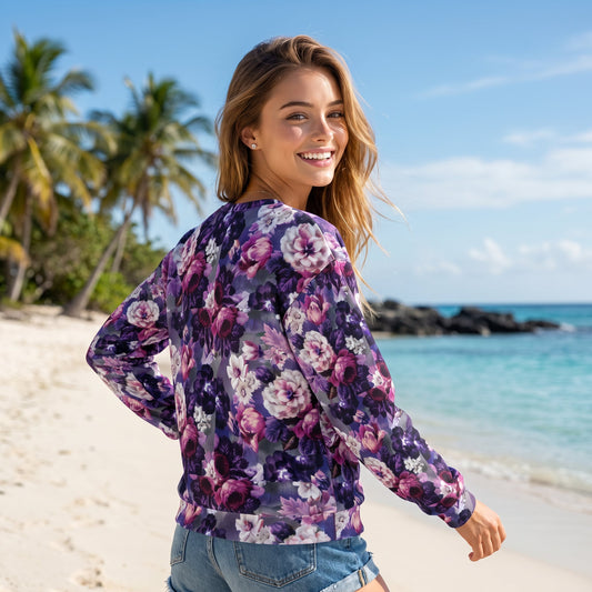 Purple White Flowers Sweatshirt