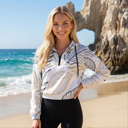 Palm Leaves Cropped Windbreaker