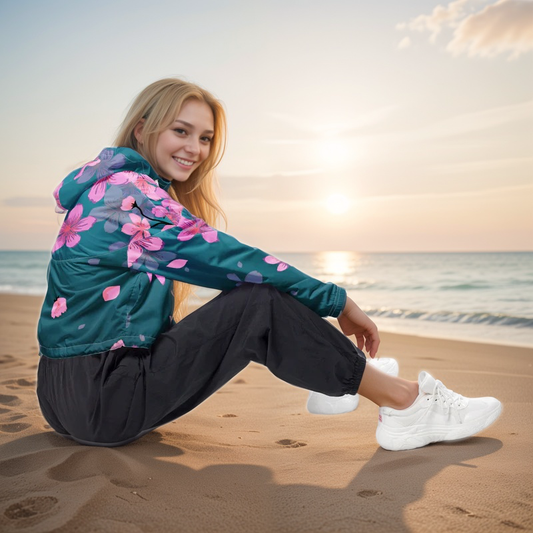 Cherry Blossom Cropped Windbreaker