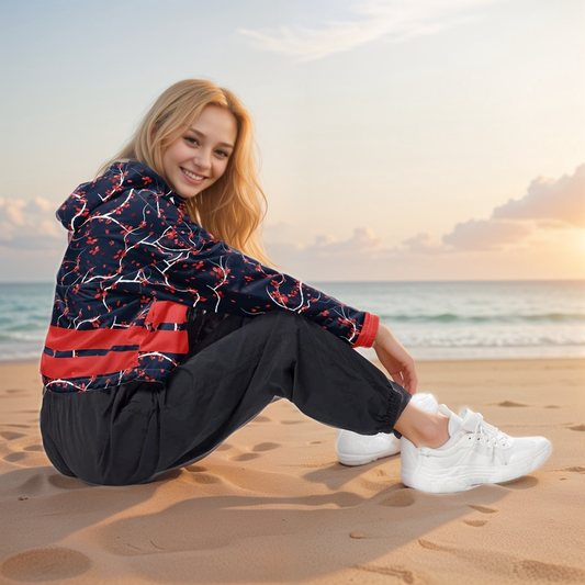 Blue shades cropped windbreaker