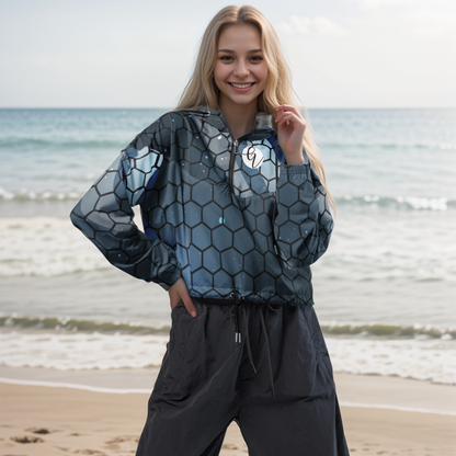 Blue Hexagon cropped windbreaker