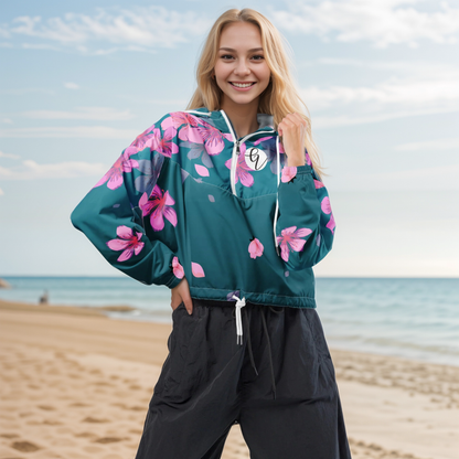 Cherry Blossom Cropped Windbreaker