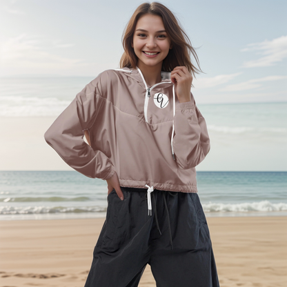 Brown Colored Cropped Windbreaker