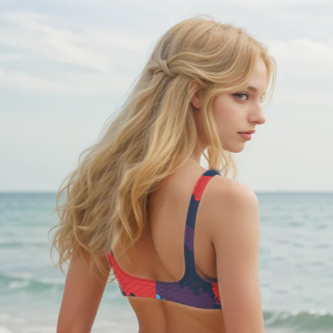 Geo Wave Pattern padded bikini top