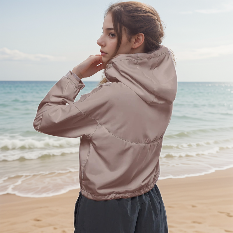 Brown Colored Cropped Windbreaker