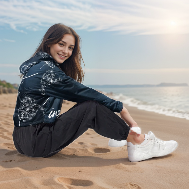 Blue Inspiration Cropped Windbreaker