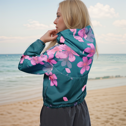 Cherry Blossom Cropped Windbreaker