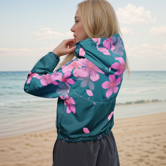 Cherry Blossom Cropped Windbreaker