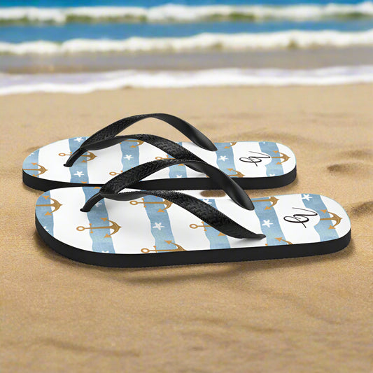 Anchor stripes Flip-Flops