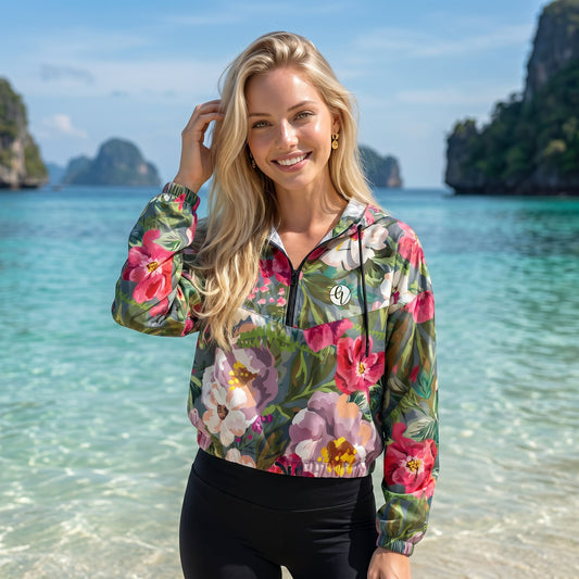 Wild Floral Cropped Windbreaker