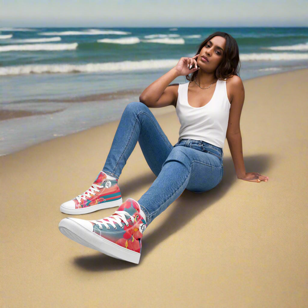 Barbie Floral high top canvas shoes