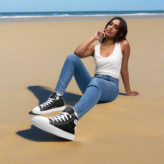 Black Colored high top canvas shoes