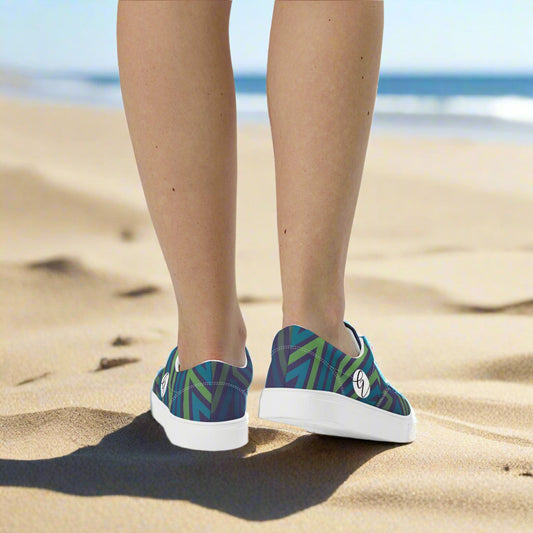 Cross Blue Line Lace-up Canvas Shoes