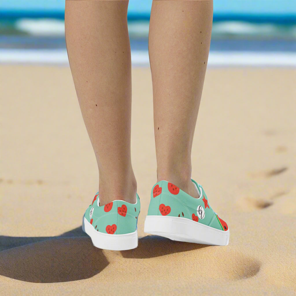 Watermelon Hearted Lace-up Canvas Shoes