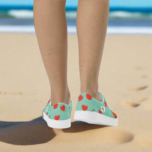 Watermelon Hearted Lace-up Canvas Shoes