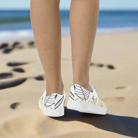 Palm Leaves Lace-up Canvas Shoes