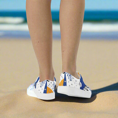 Tropical Foliage Lace-up Canvas Shoes