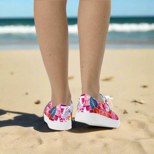 Floral Delights Lace-up Canvas Shoes