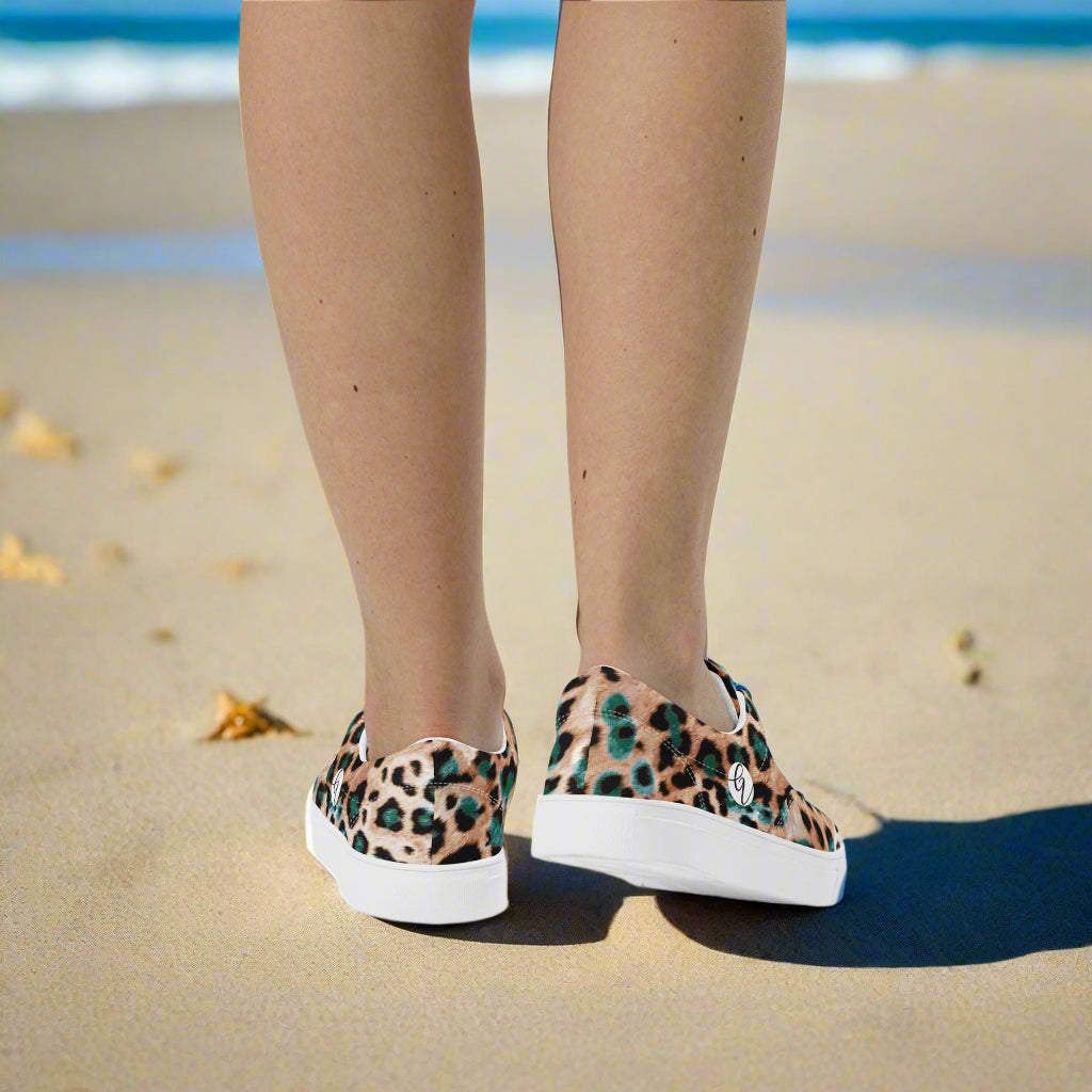 Jaguar Skin Lace-up Canvas Shoes