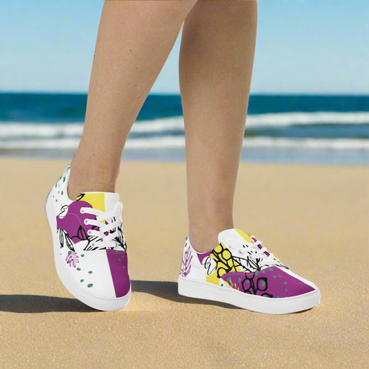 Ditzy Plum Lace-up Canvas Shoes