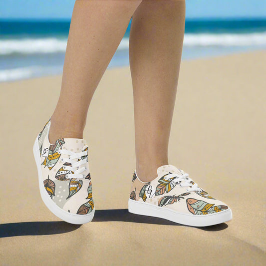 Feathers Lace-up Canvas Shoes