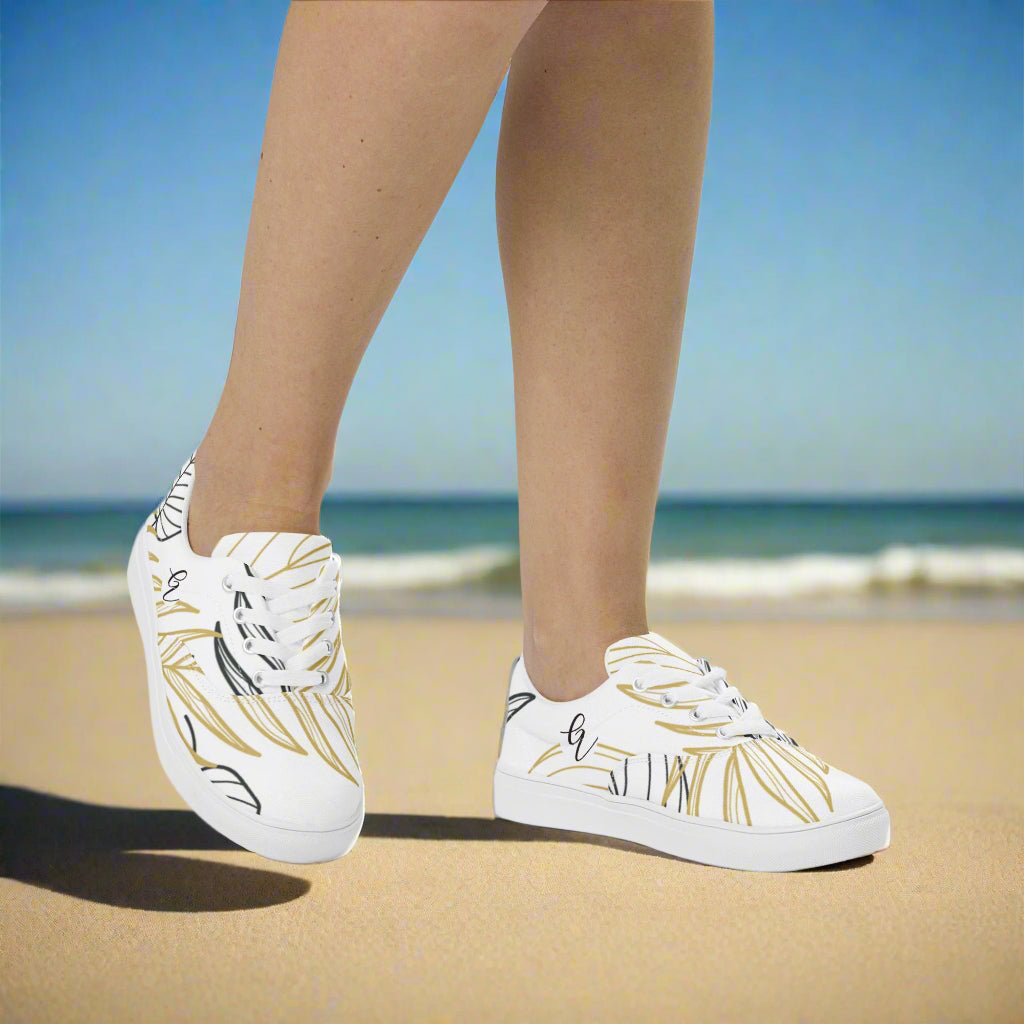 Palm Leaves Lace-up Canvas Shoes