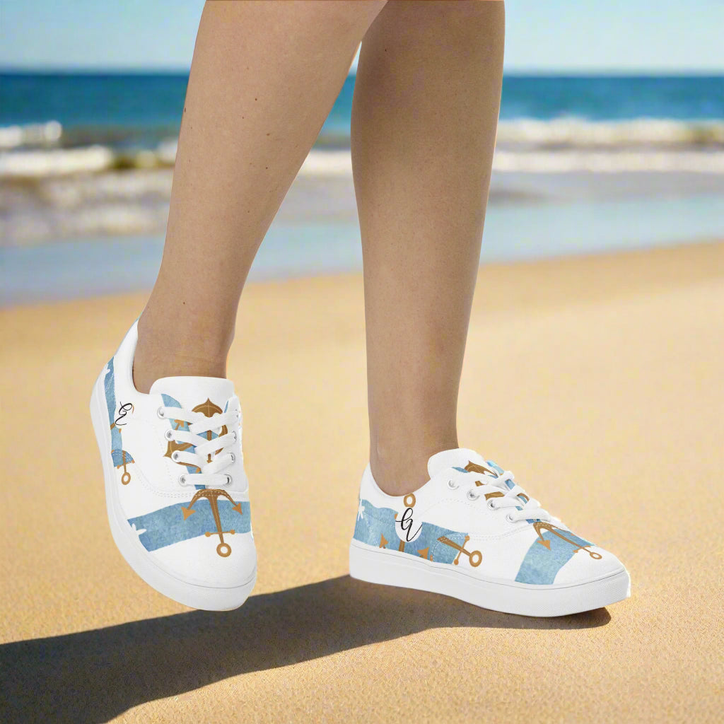 Anchor Stripes Lace-up Canvas Shoes