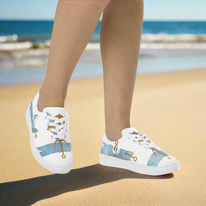 Anchor Stripes Lace-up Canvas Shoes