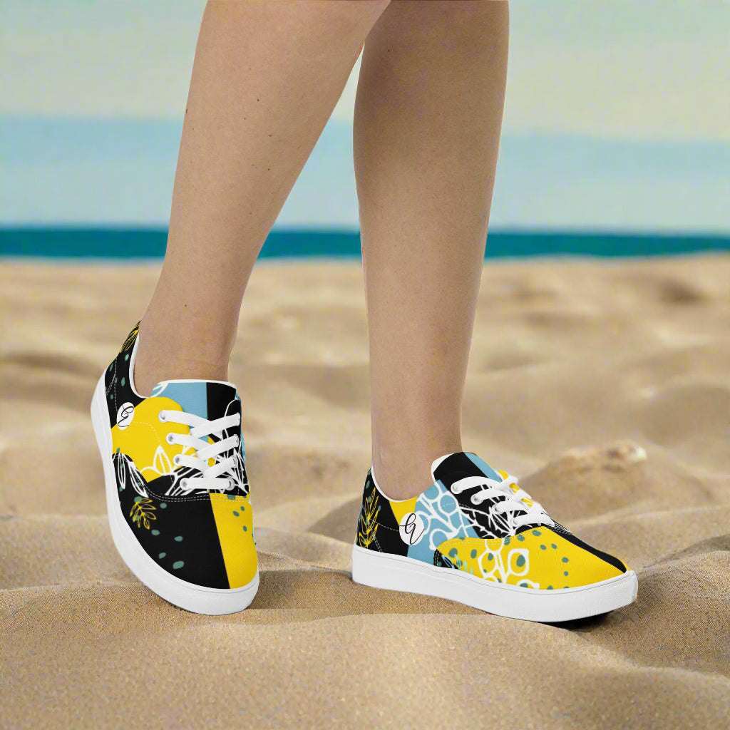 Yellow Yloral Lace-up Canvas Shoes