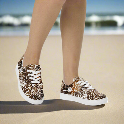 Bird Skin Lace-up Canvas Shoes